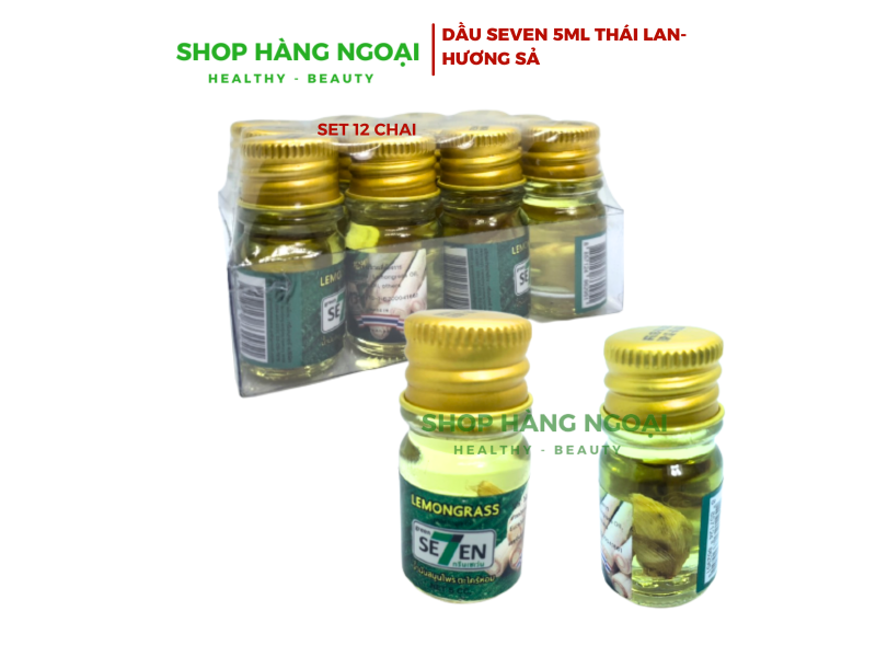 Dầu thảo dược Seven 5ml Thái Lan, hương sả - Combo 12 chai
