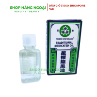 Dầu gió Ba Sao 3ml Singapore - Three Star Brand Traditional Medicated Oil