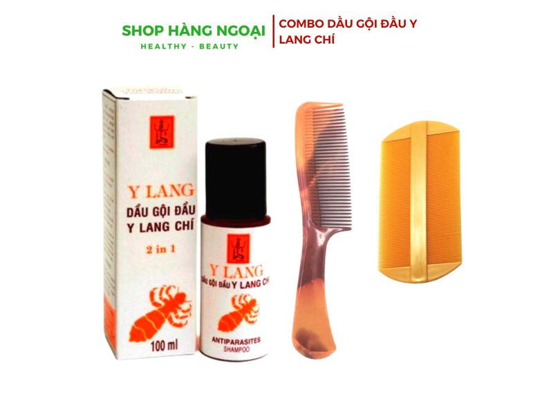 Combo dầu gội chí  Y Lang + Lược dày chải chí + Lược Thưa Chải Tóc 
