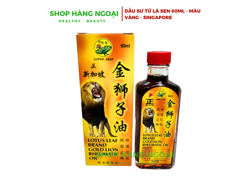 Dầu sư tử Lá Sen 60ml - Lotus Leaf Brand Gold Lion Rheumatic Oil