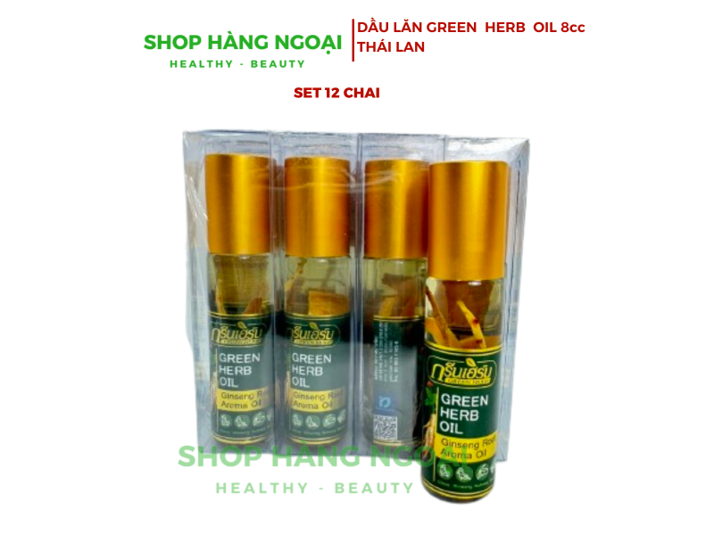 12 Chai dầu lăn nhân sâm Thái Lan - Green Herb Oil Gingeng 8cc