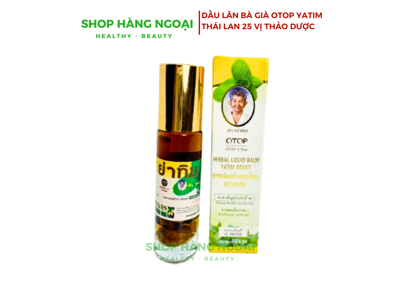 Dầu lăn bà già 25 vị Thái lan - Otop Herbal Liqiud Balm Yatim Brand