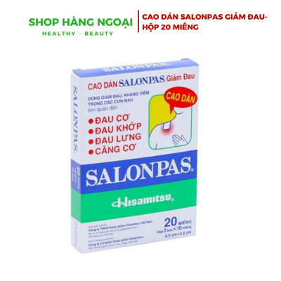 Cao dán Salonpas, nguyên hộp ( 20 miếng x 10 hộp ) 