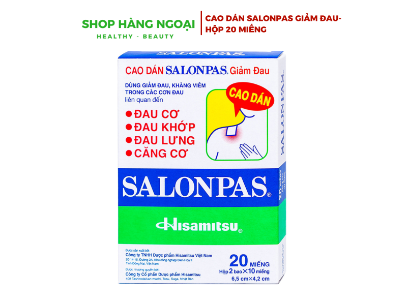 Cao dán Salonpas giảm đau nhức - hộp 20 miếng