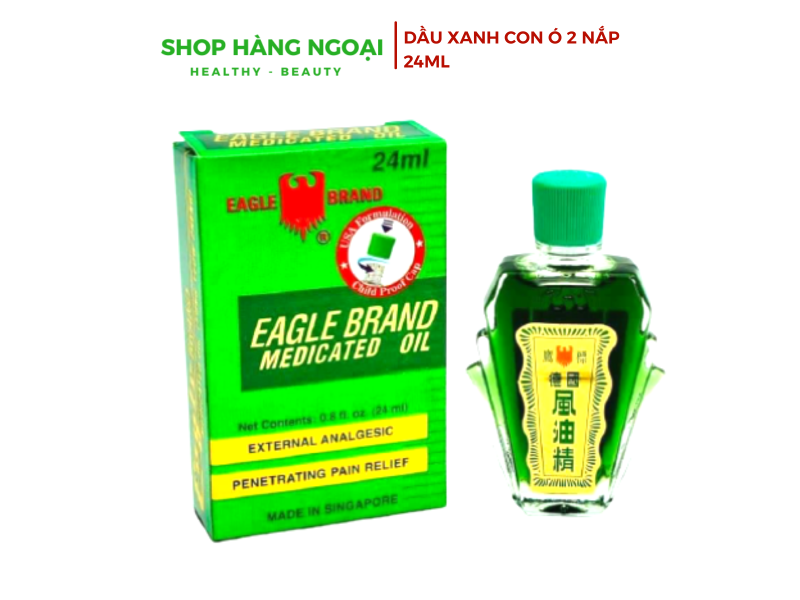 Dầu gió Xanh con Ó 2 nắp - Eagle Brand medicated oil 24ml