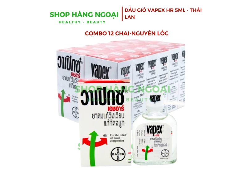 12 Chai Dầu gió thông mũi Vapex HR 5ml Thái Lan