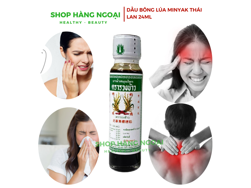 Dầu Bông Lúa Minyak 24ml Thái Lan - Rice Ear Brand Herbal Oil 24ml