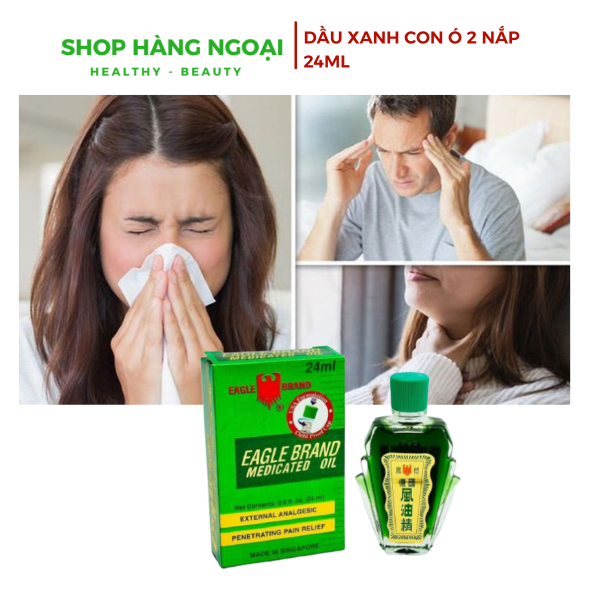 Dầu gió Xanh con Ó 2 nắp - Eagle Brand medicated oil 24ml