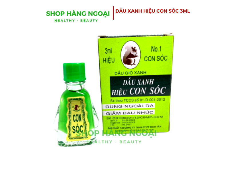Dầu gió xanh Con Sóc 3ml - Squirrel Brand Medicated Oil 3ml