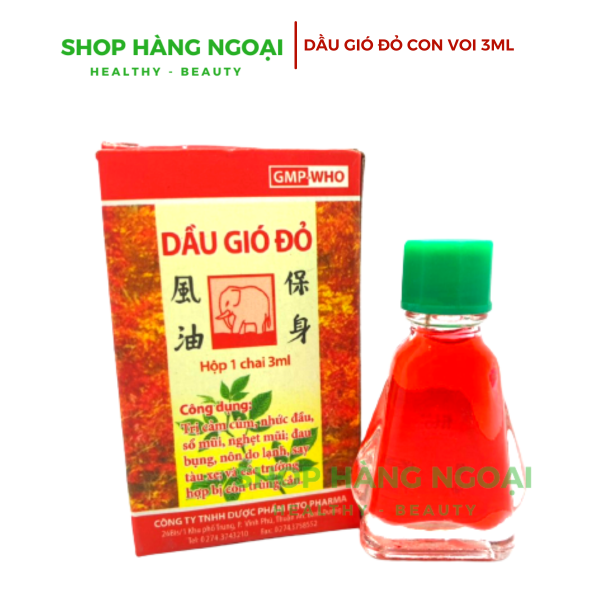 Dầu gió đỏ Con Voi 3ml