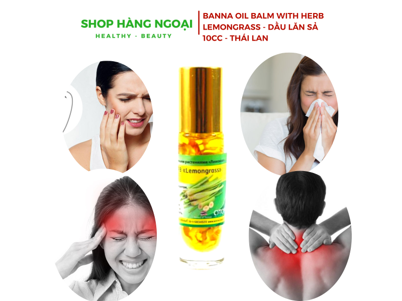 Banna Oil Balm With Herb Lemongrass 10ml - Dầu Lăn Sả 10ml Thái Lan