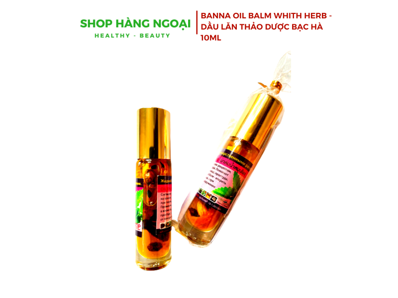  Banna Oil Balm With Herb - Tinh dầu lăn Bạc Hà 10ml OTOP Thái Lan