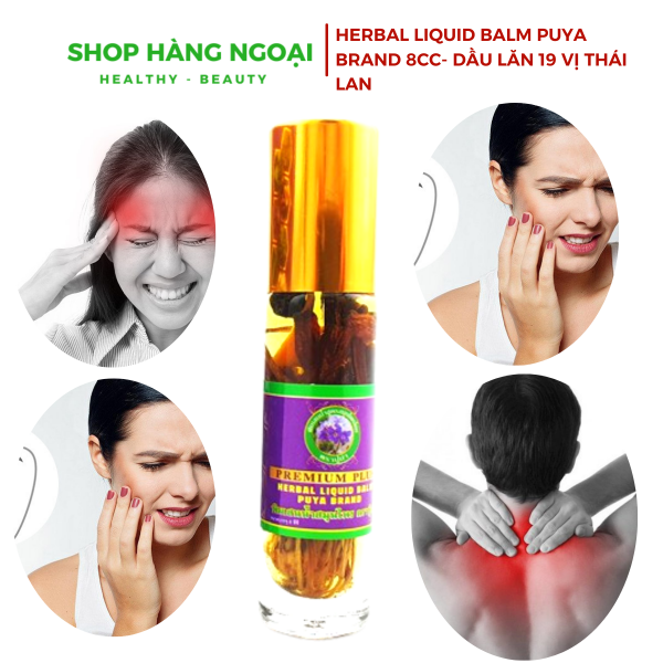 Herbal Liquid Balm Puya Brand 8cc - Dầu lăn thảo dược Otop 19 vị