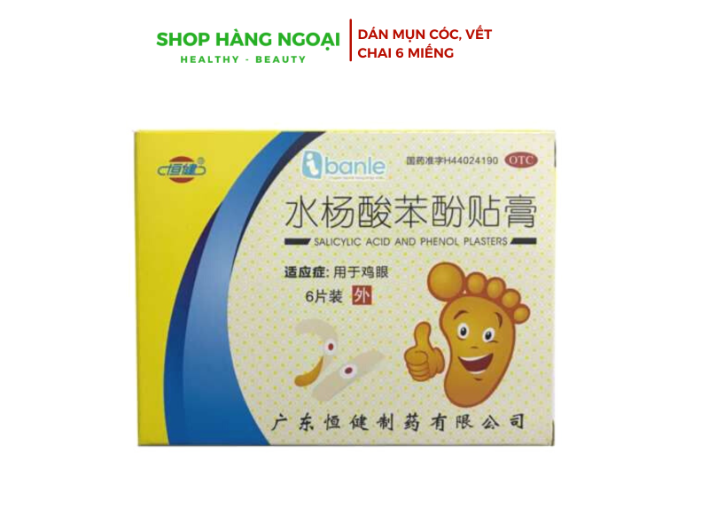 Dán mụn cóc, vết chai 6 miếng - Salicylic Acid Phenol Plasters