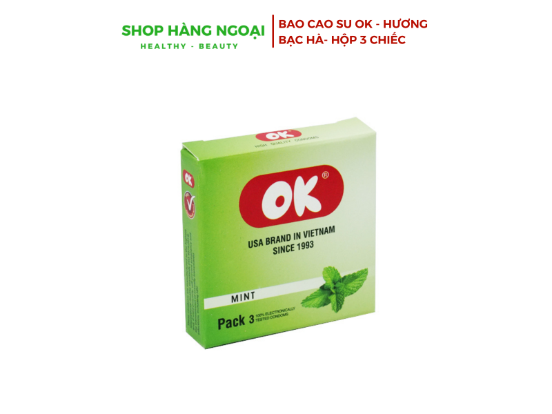 Bao cao su OK - Hương bạc hà 3 chiếc