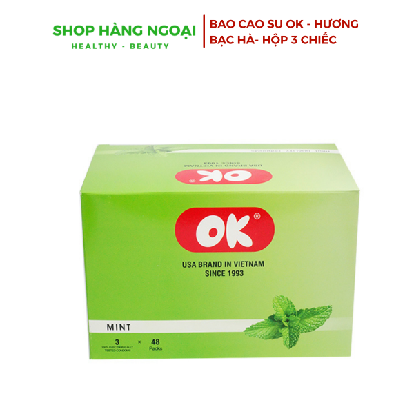Bao cao su OK - Hương bạc hà 3 chiếc