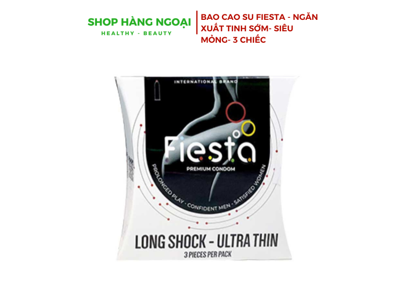 Bao cao su kéo dài - siêu mỏng Fiesta Long Shock UltraThin hộp 3 chiếc