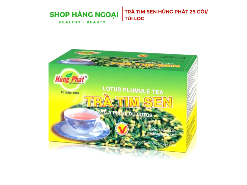 Trà tim sen Hùng Phát 25 gói- Lotus Plumule Tea